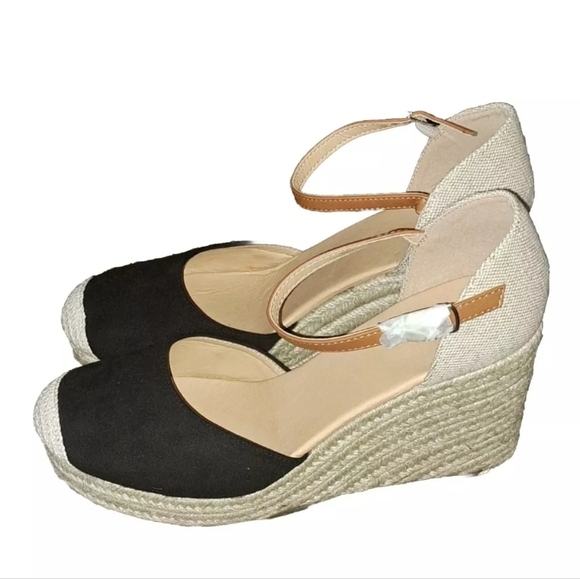 Unbranded Black Tan Wedge Women's Size 10 SB6#7 - Picture 2 of 7